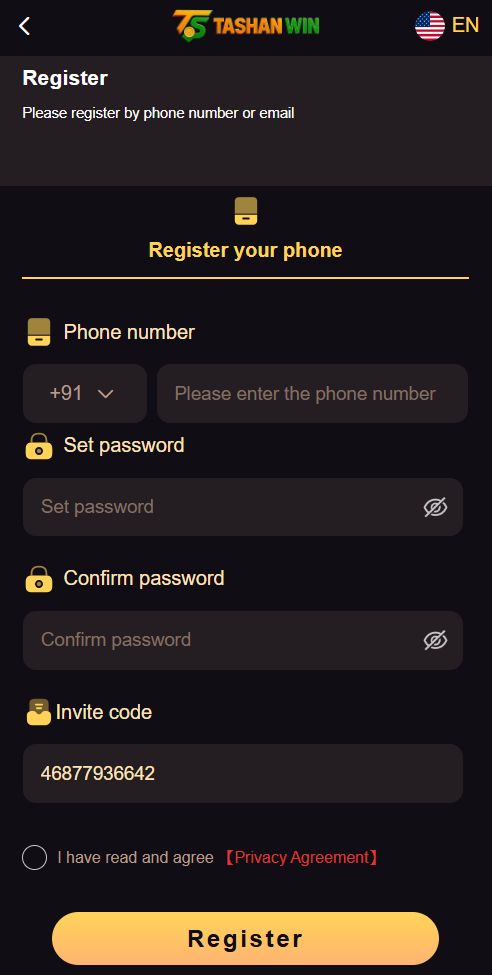 Tashanwin Game Register